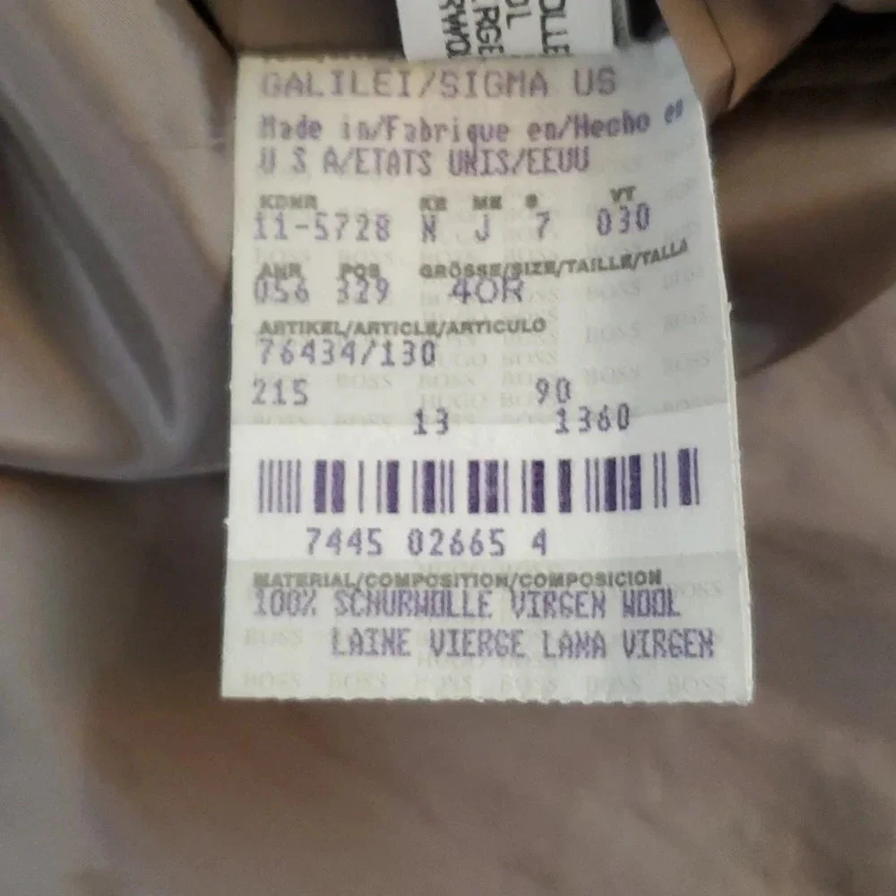 Hugo Boss Mens Sports Coat Plaid Black & Grey